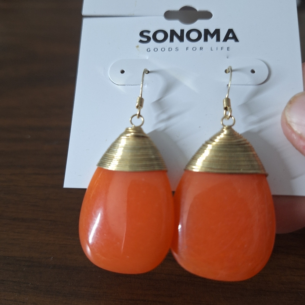 Sonoma Orange and Gold Earrings - Picture 2 of 2
